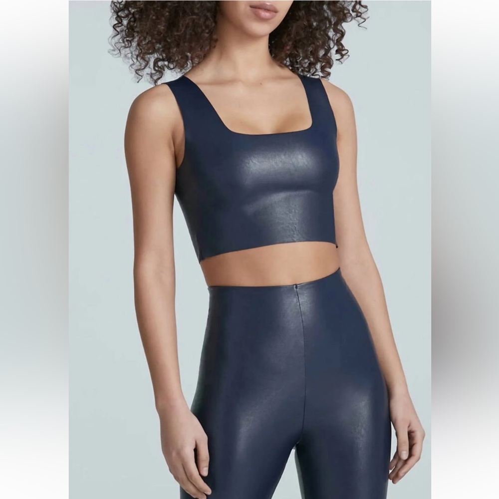 Commando Faux Leather Top—NAVY—LARGE (BRAND NEW)